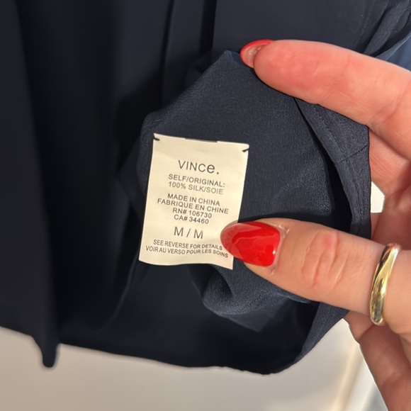 Vince Navy Blue Silk Tunic Top - Picture 4 of 10